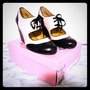 Lace Up Wedge Oxfords